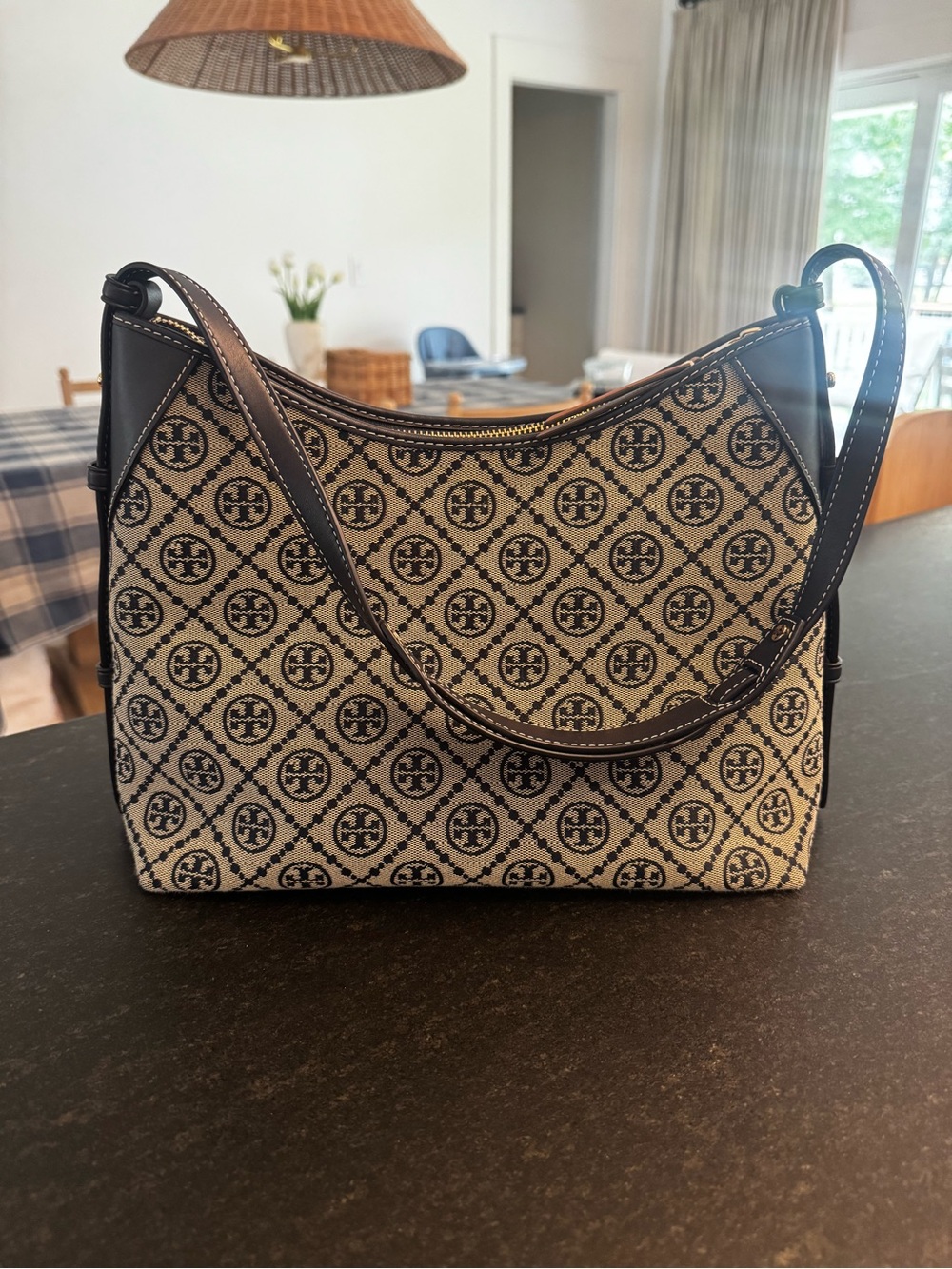 Tory Burch T Monogram Messenger Bag in Tory Navy